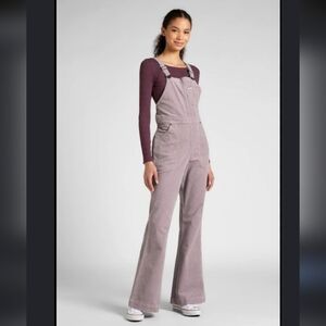 Lee Women's Dusty Mauve Corduroy Flare Overalls